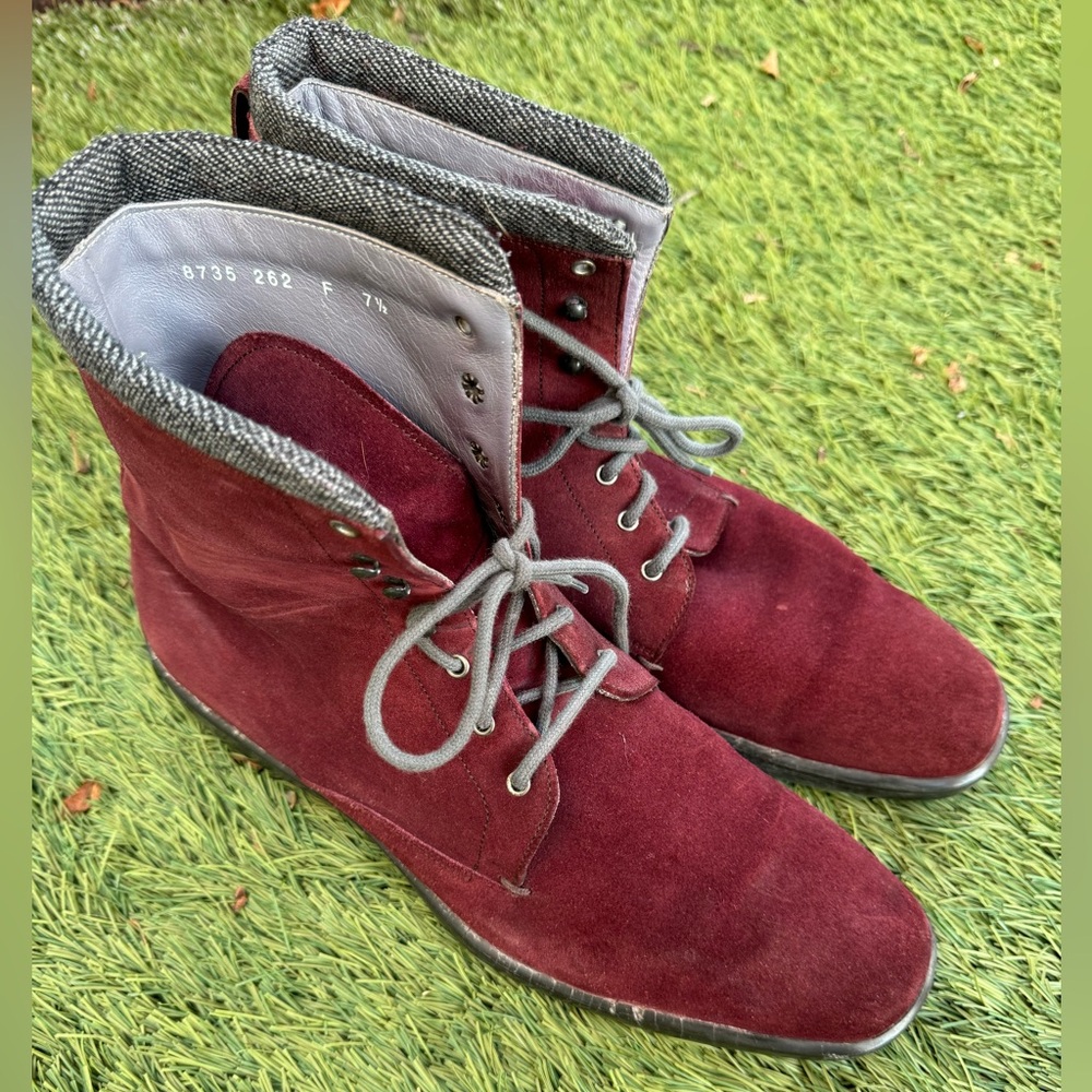 Santoni handmade leather suede winter boots